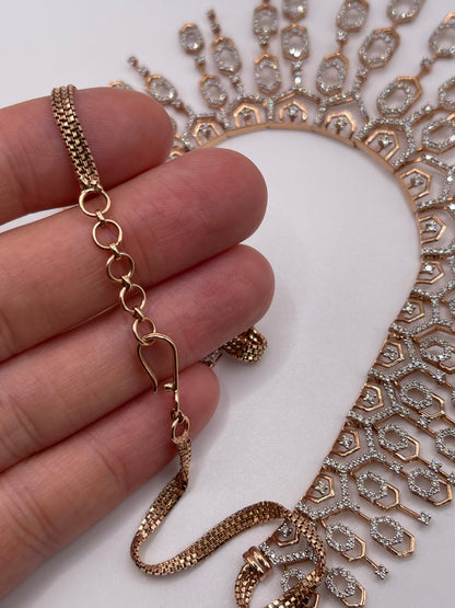 14ct rose gold 6.21ct diamond necklace