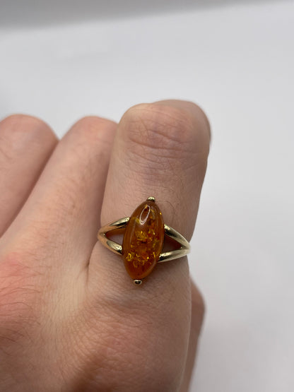 9ct gold amber ring