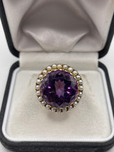 Load image into Gallery viewer, 9ct gold amethyst and pearl ring
