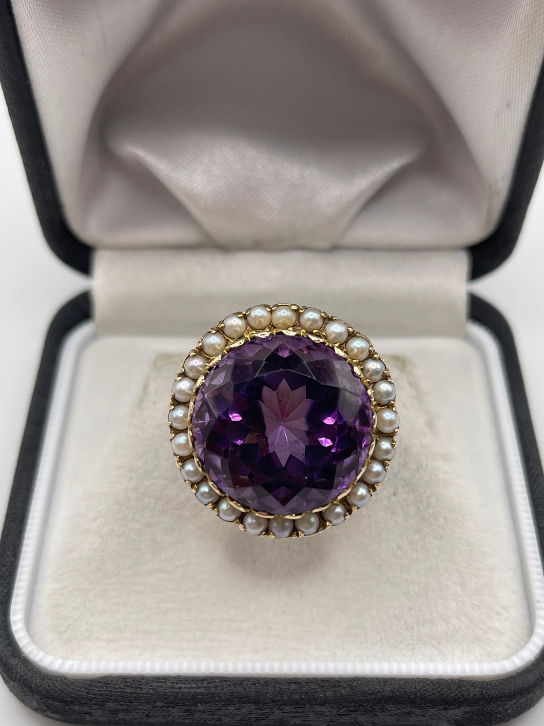 9ct gold amethyst and pearl ring