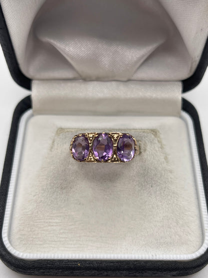 9ct gold amethyst ring