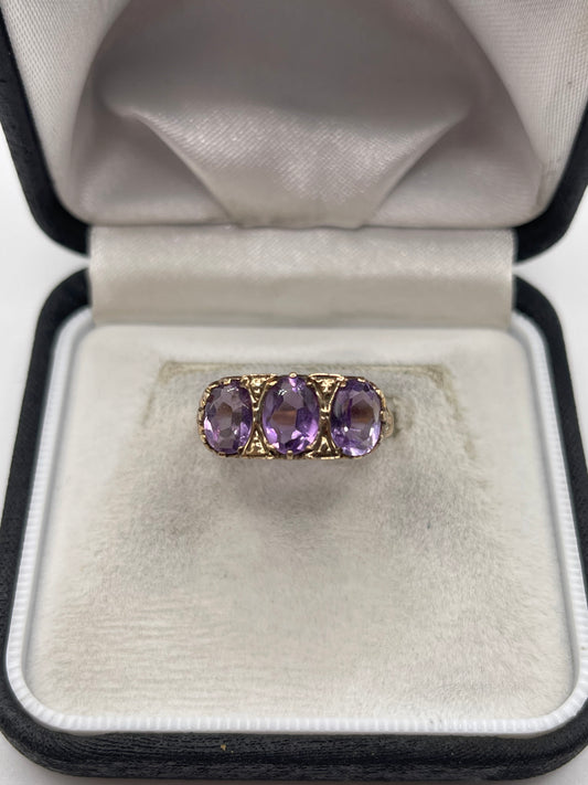 9ct gold amethyst ring