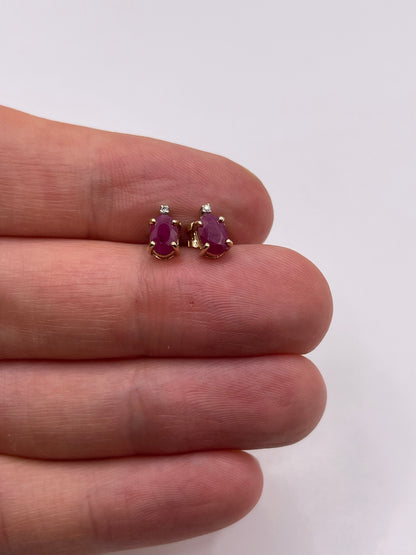9ct gold ruby and diamond earrings