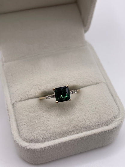 9ct gold tourmaline and diamond ring