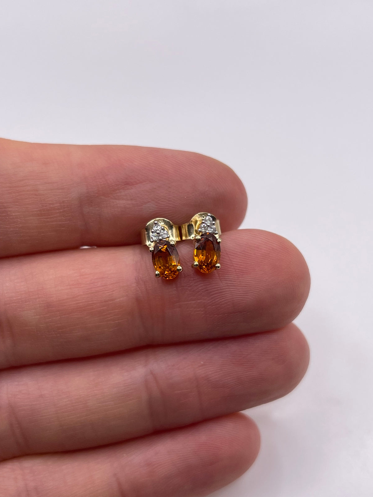 9ct gold citrine and zircon earrings