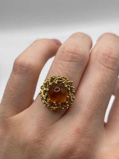 9ct gold amber ring