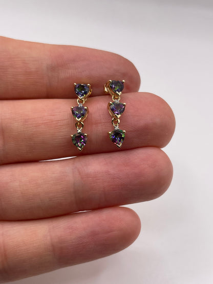 9ct gold mystic topaz and diamond earrings