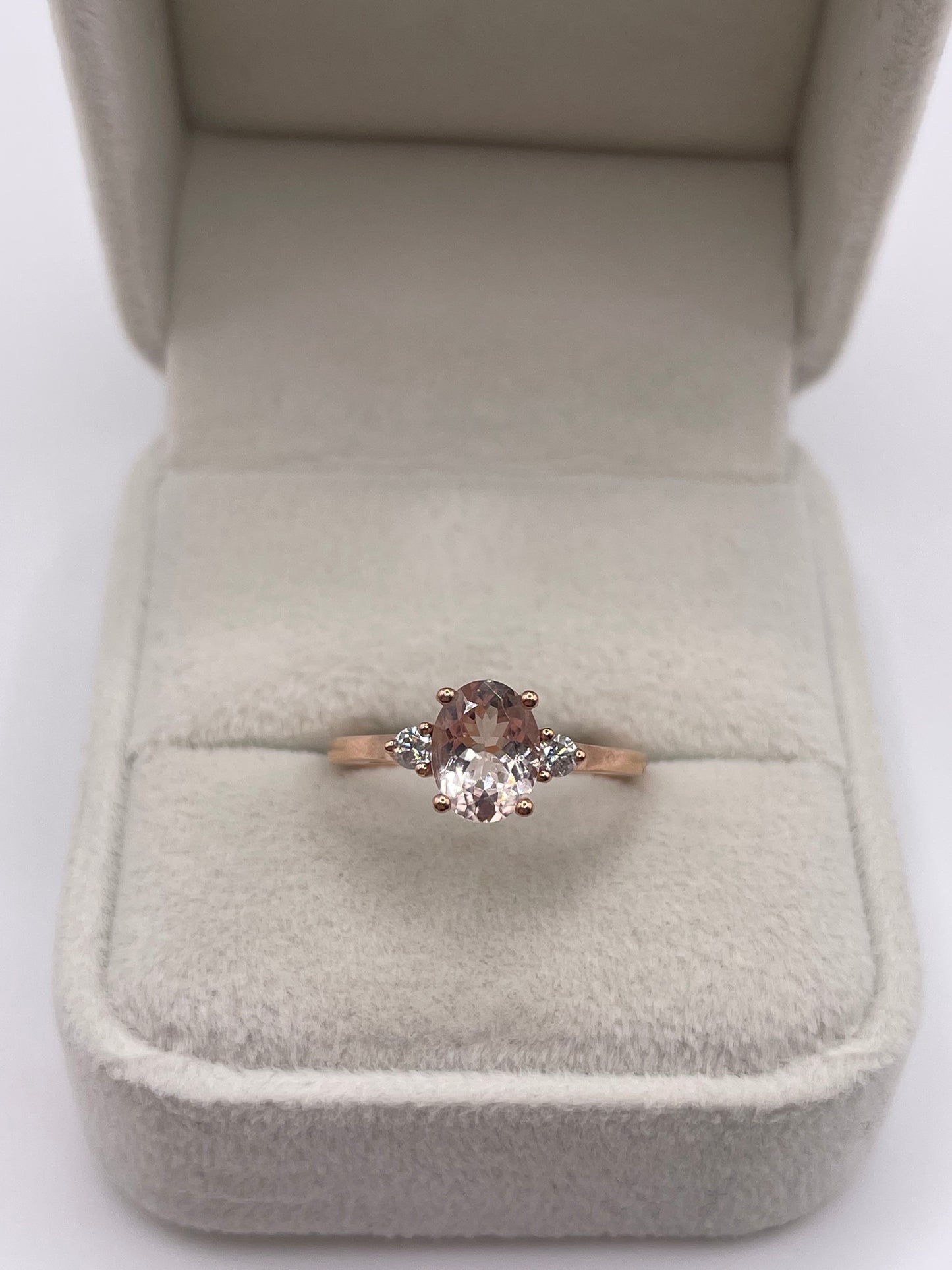 9ct rose gold morganite and diamond ring