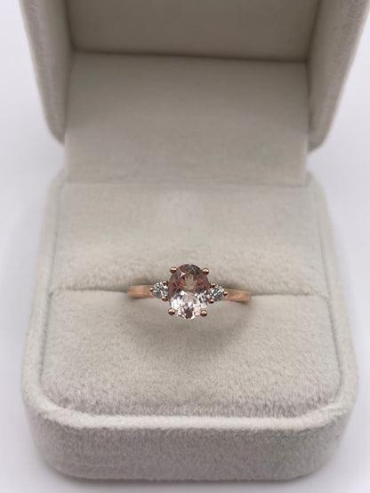 9ct rose gold morganite and diamond ring