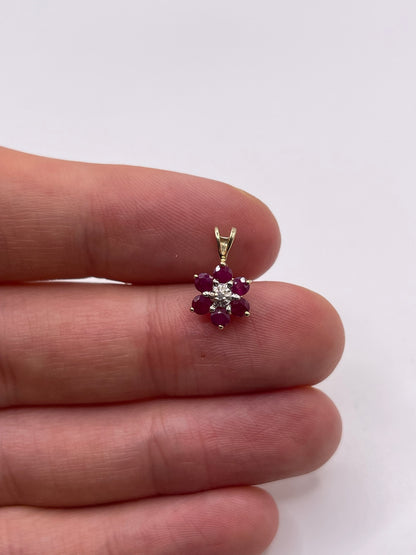 9ct gold ruby and diamond pendant