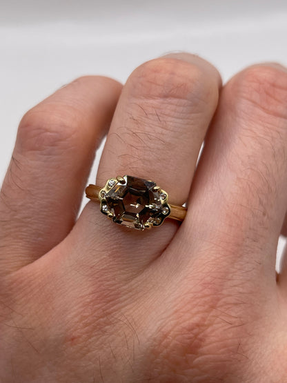 9ct gold Smokey quartz ring
