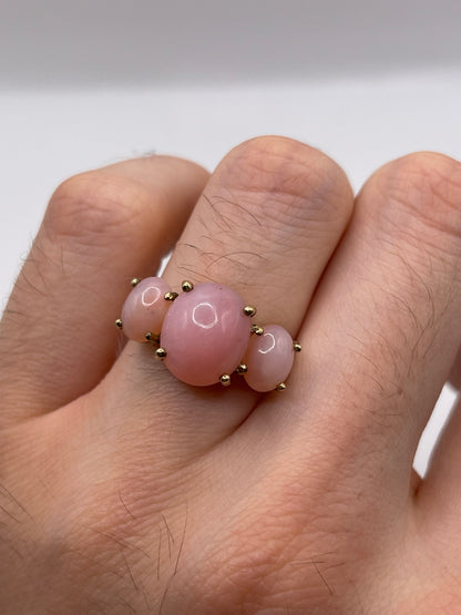 9ct gold pink opal ring