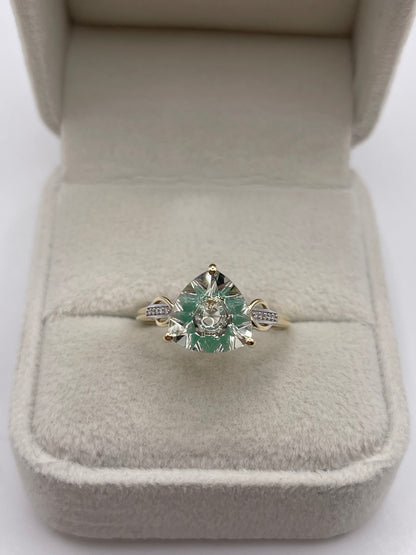 Glenn Lehrer 9ct gold quartz and diamond ring