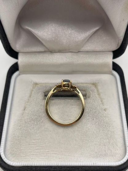 9ct gold aquamarine and diamond ring