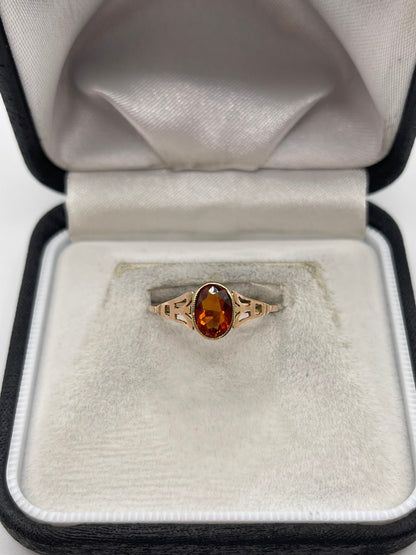 9ct rose gold citrine paste ring