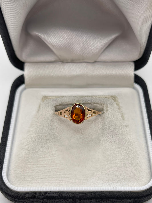 9ct rose gold citrine paste ring