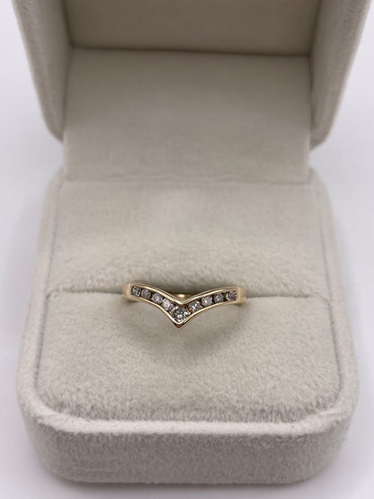 9ct gold diamond wishbone ring