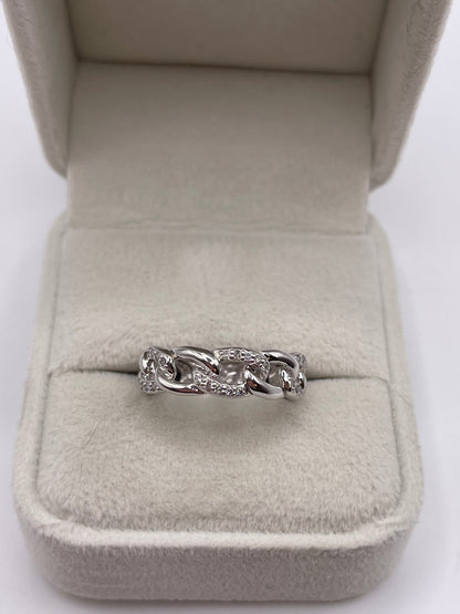 9ct white gold diamond link ring