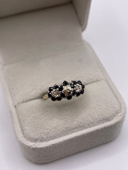 9ct gold sapphire and diamond ring