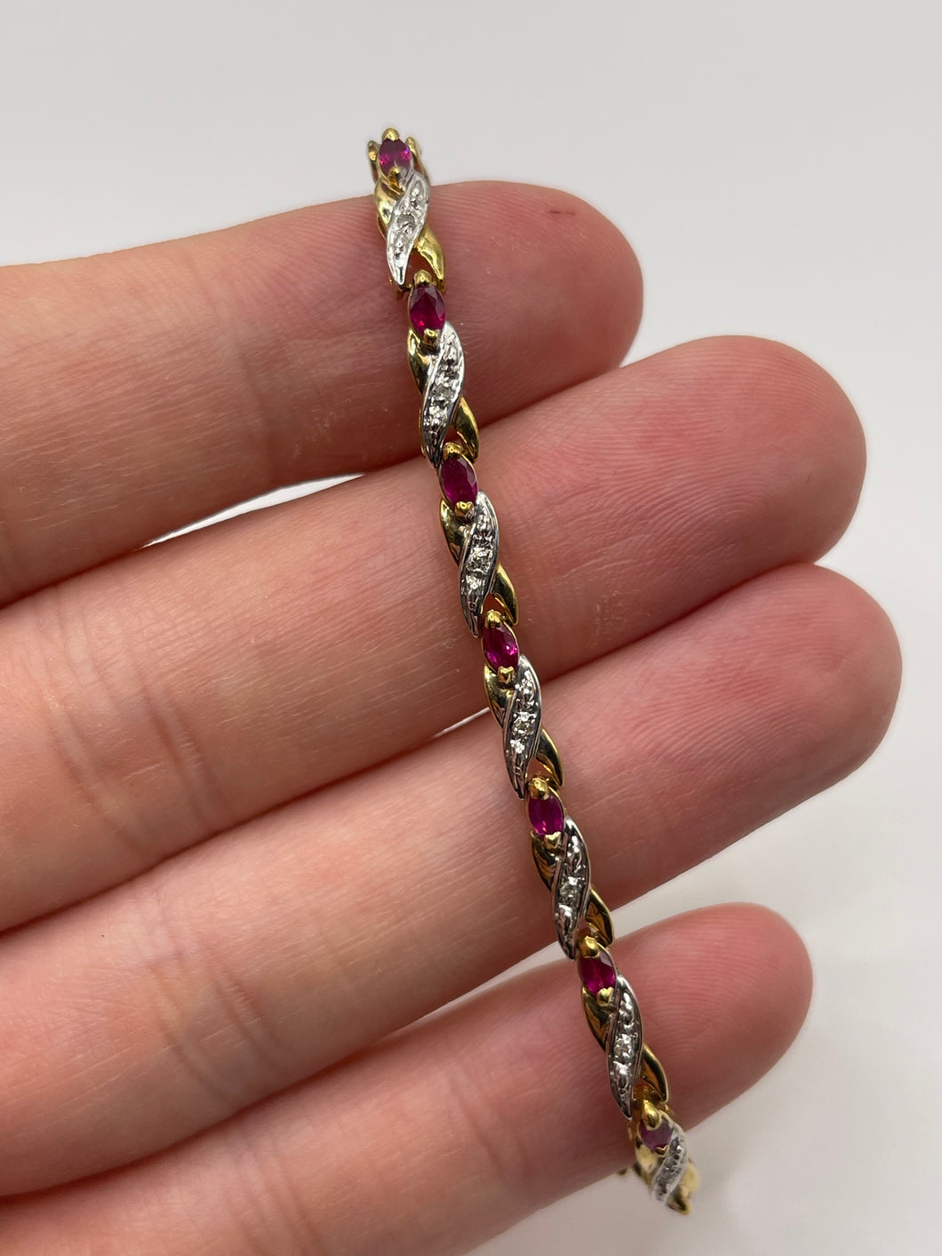 9ct gold ruby and diamond bracelet