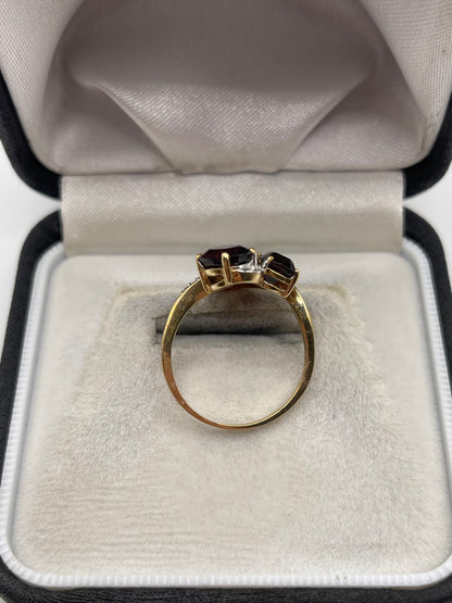 9ct gold spinel and diamond ring