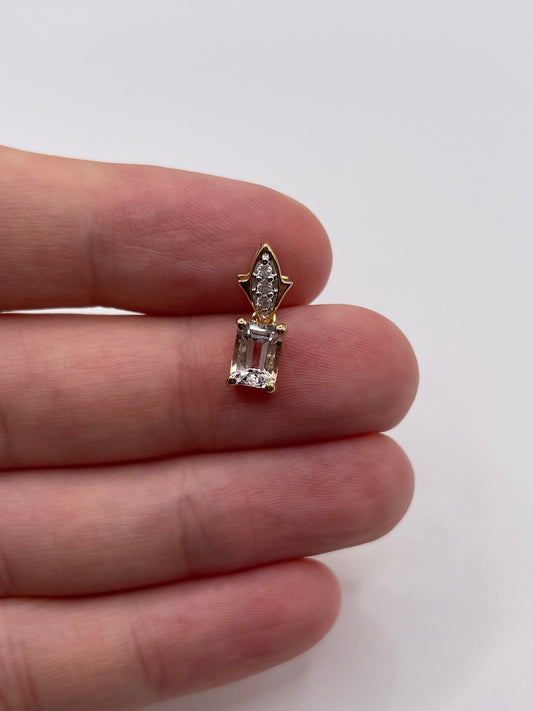 9ct gold pale morganite and zircon pendant