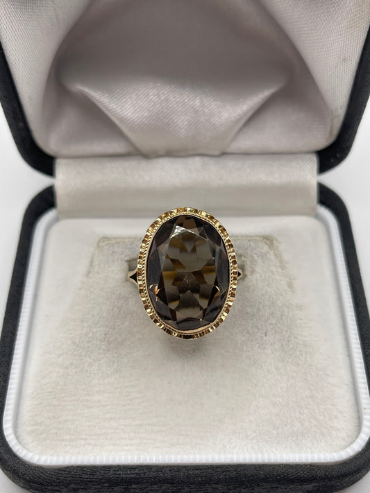 9ct gold Smokey quartz ring