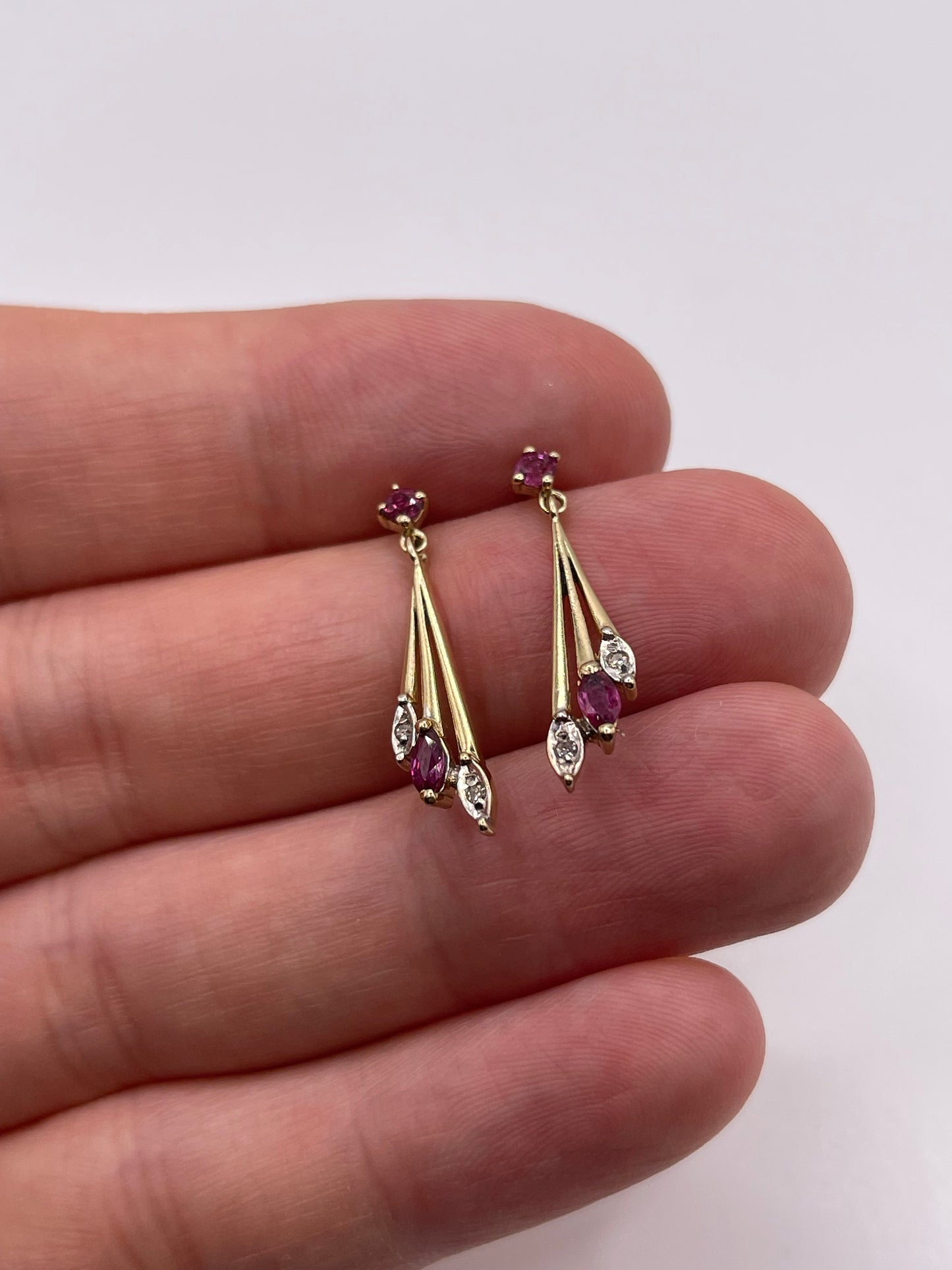 9ct gold ruby and diamond earrings