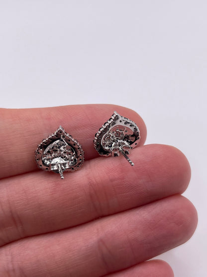 9ct white gold diamond cluster earrings
