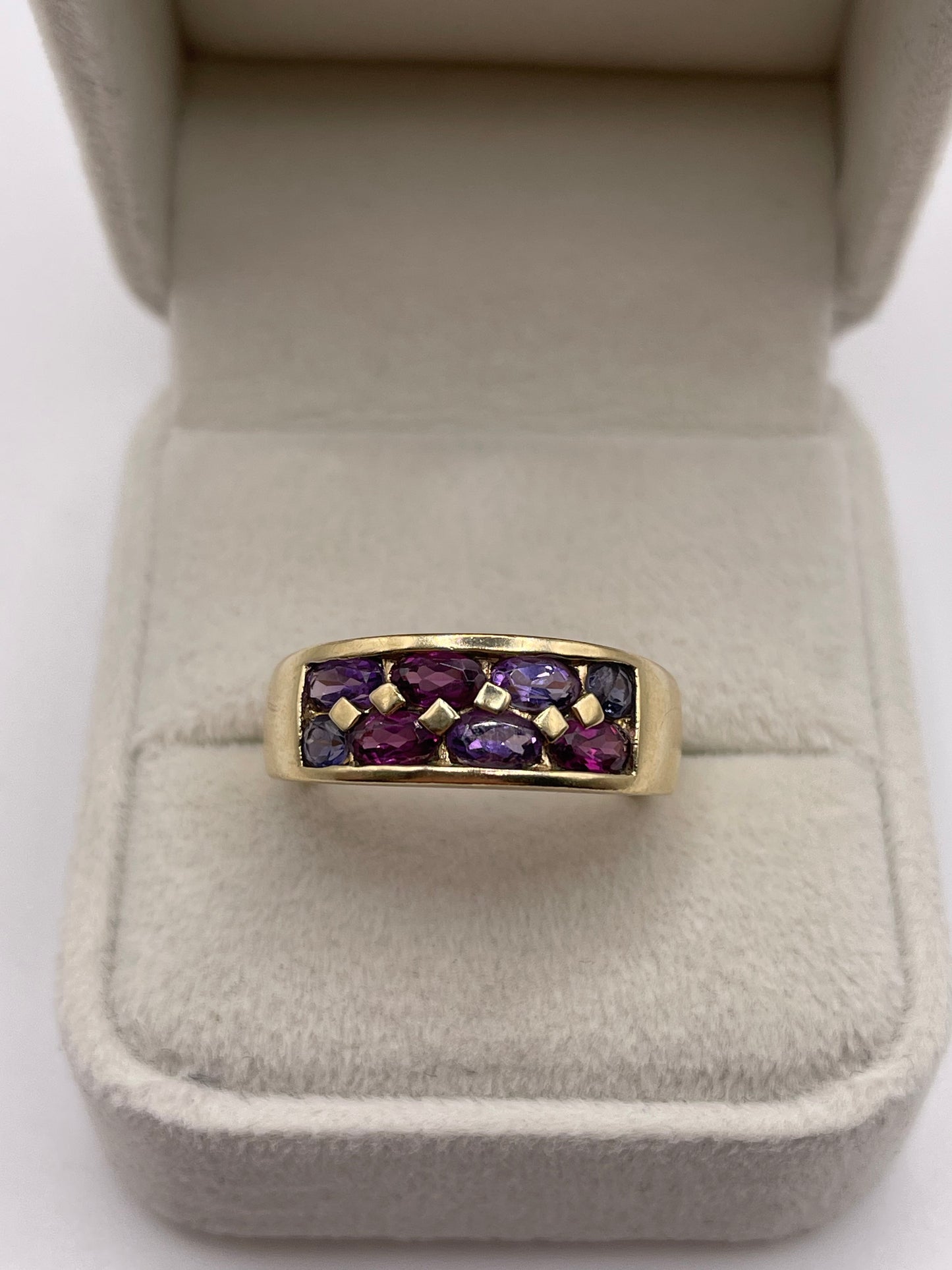 9ct gold multi gemstone cluster ring