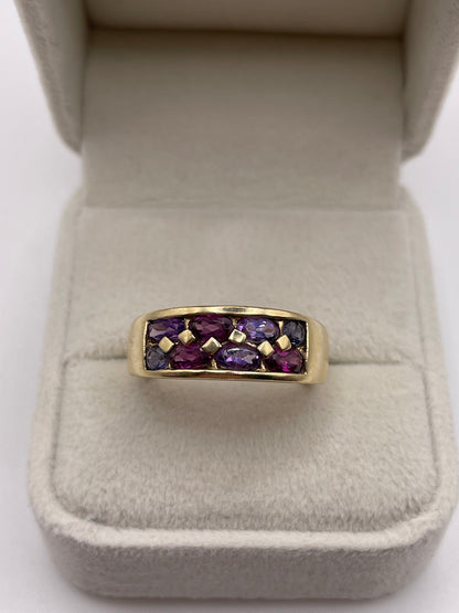 9ct gold multi gemstone cluster ring