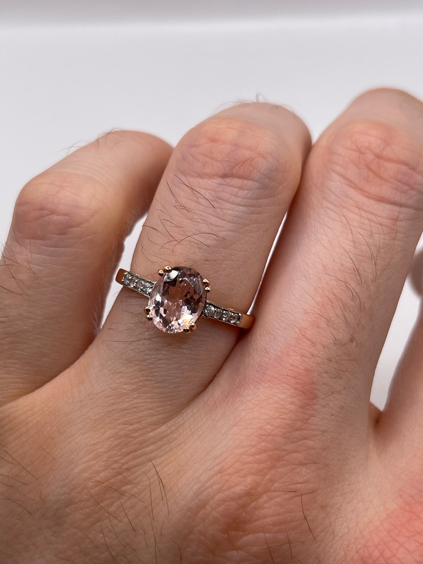 9ct gold morganite and zircon ring