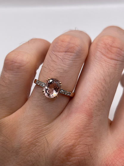 9ct gold morganite and zircon ring