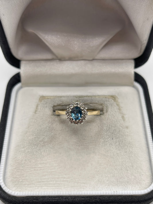 9ct gold topaz and diamond ring