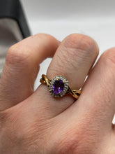 Load image into Gallery viewer, 9ct gold amethyst and diamond ring
