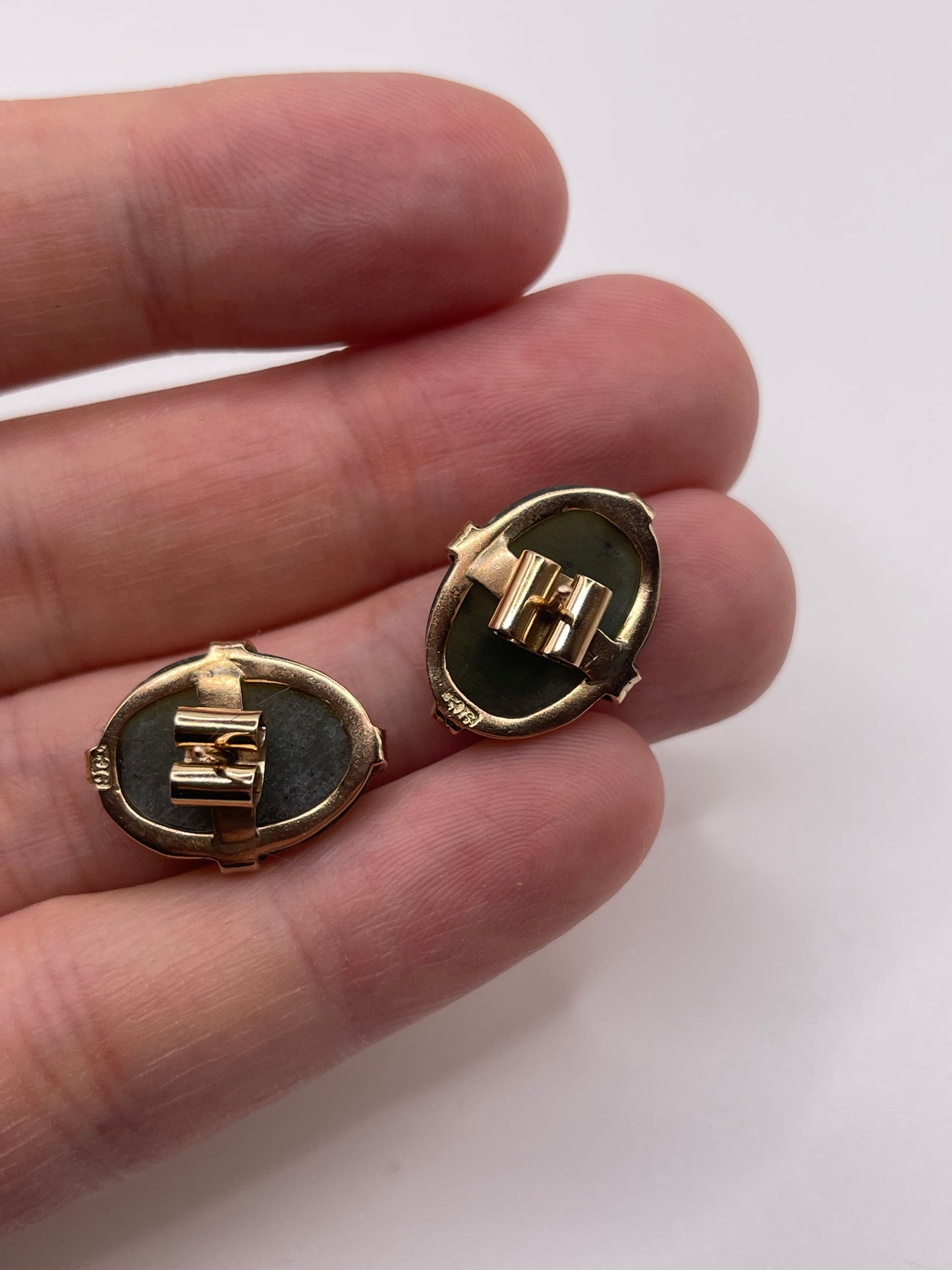 9ct gold jade earrings