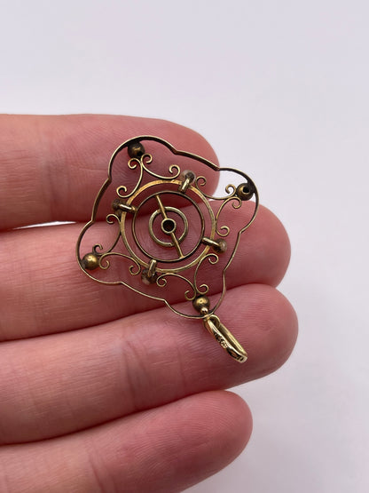 Antique 15ct gold pearl and diamond pendant
