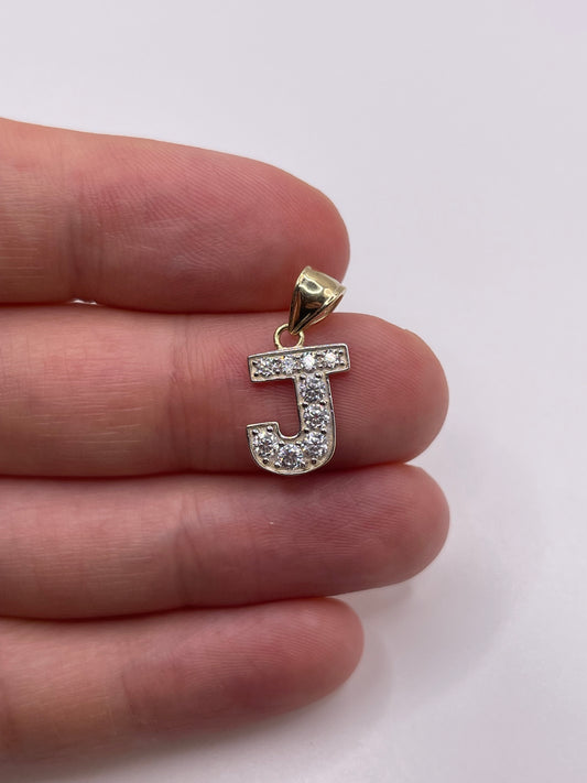 9ct gold cz initial J pendant