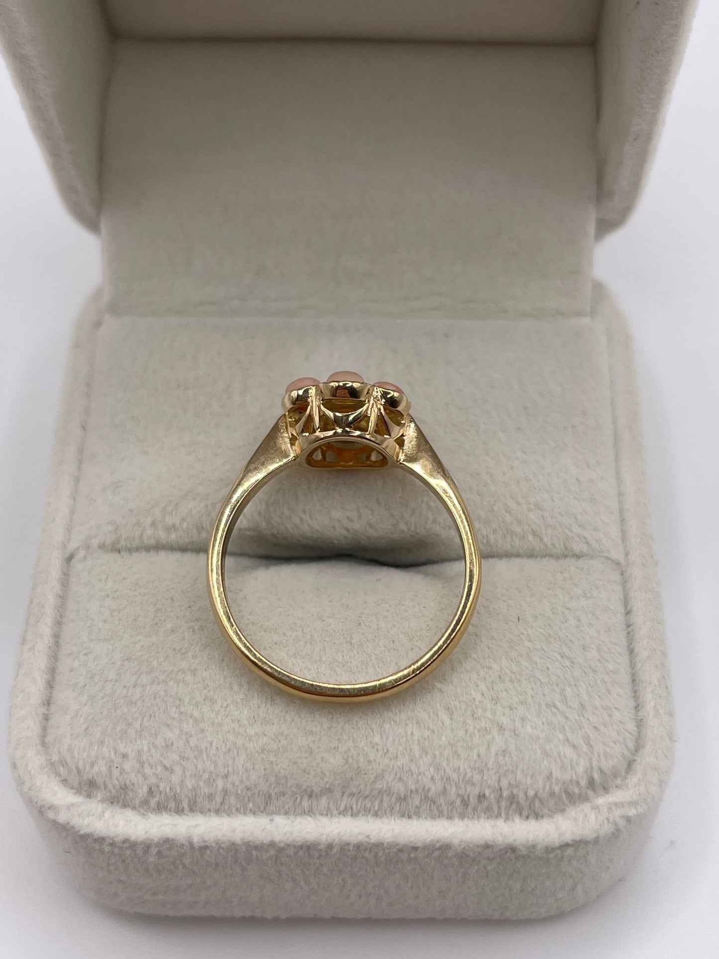 9ct gold coral cluster ring