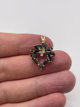 Load image into Gallery viewer, 9ct gold sapphire and diamond heart pendant

