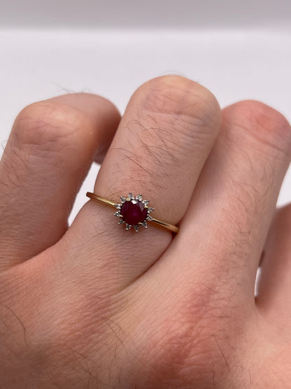 9ct gold ruby and diamond ring