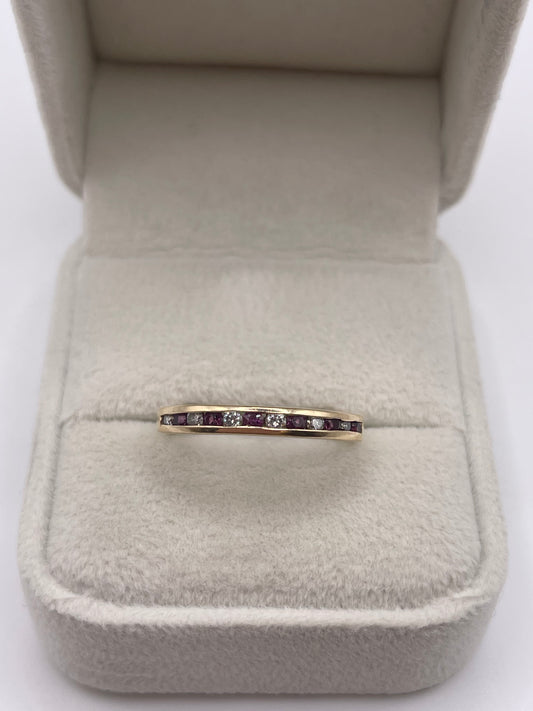 9ct gold ruby and diamond ring