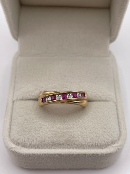 9ct gold ruby and diamond ring