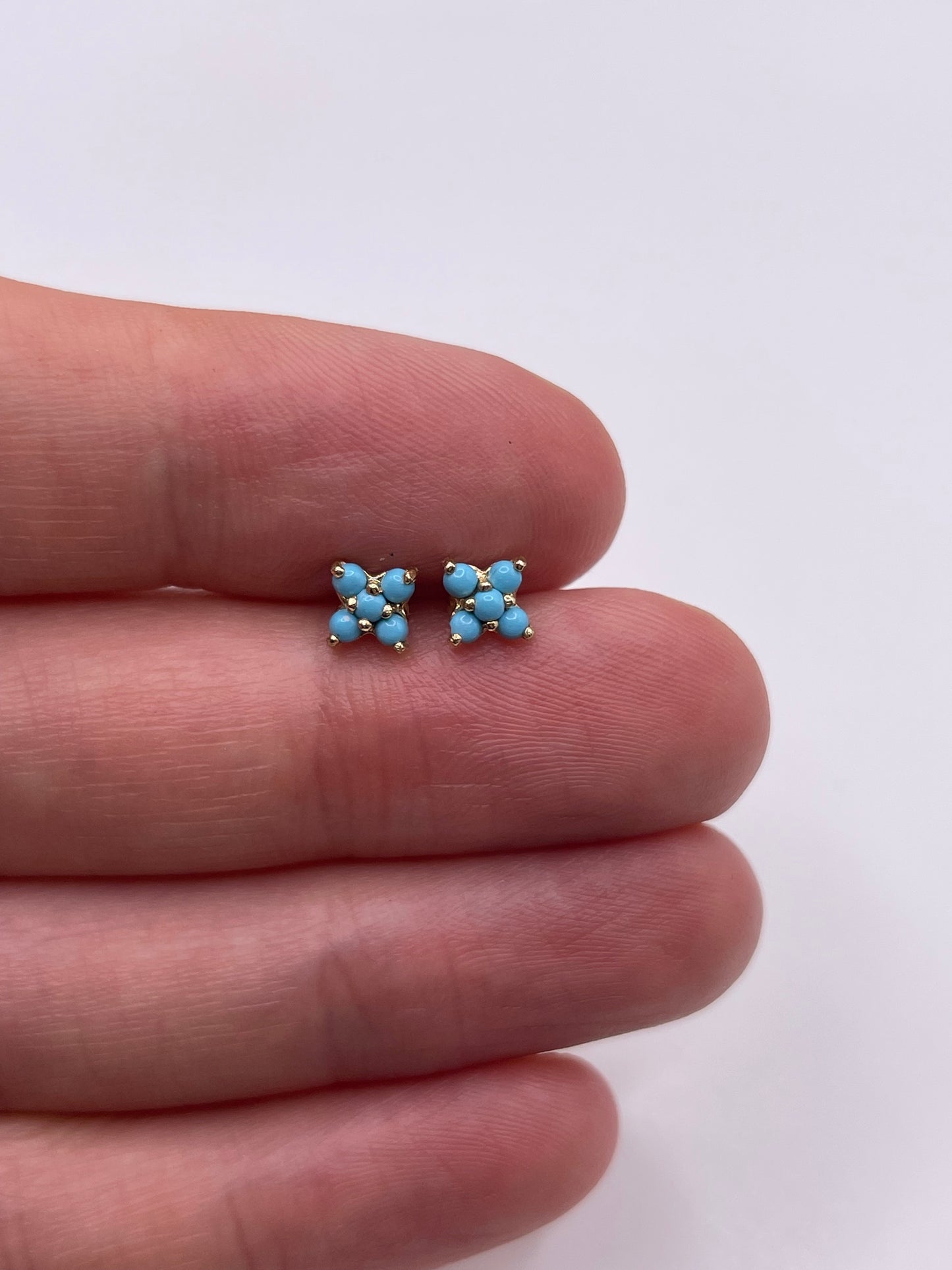 9ct gold turquoise cluster earrings