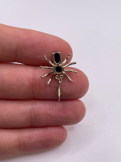9ct gold onyx and diamond spider pendant