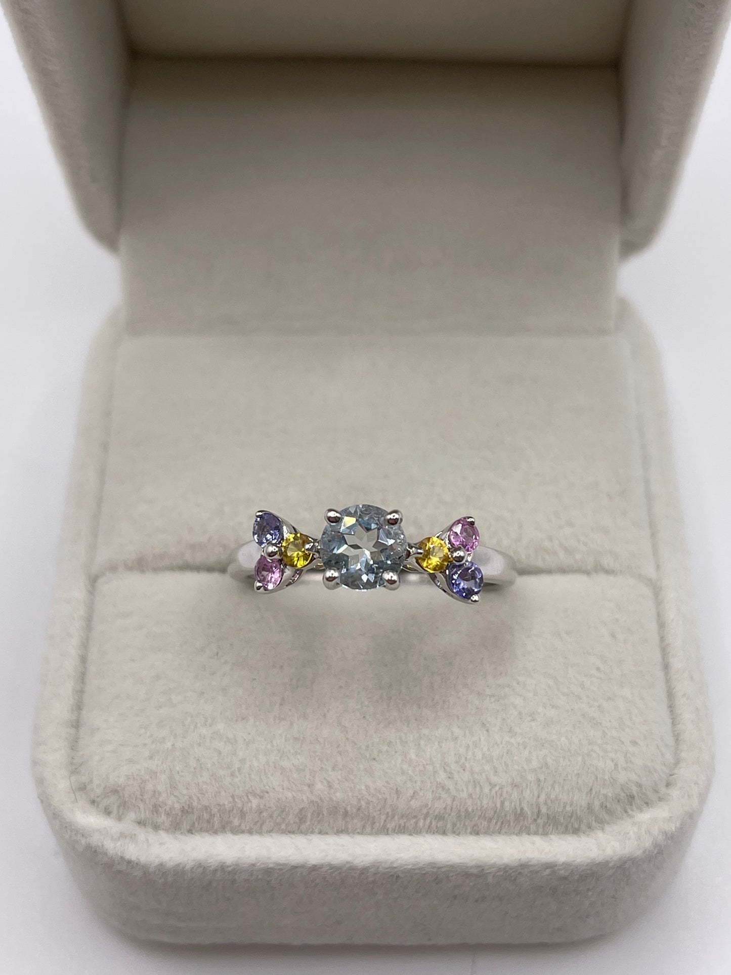 9ct white gold multi gemstone ring