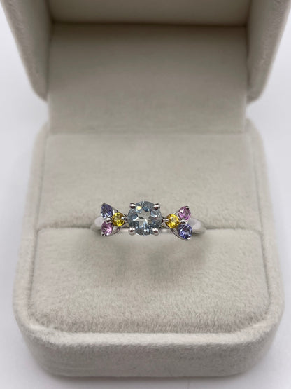 9ct white gold multi gemstone ring