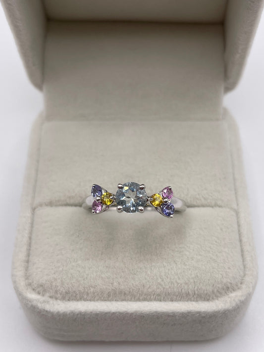 9ct white gold multi gemstone ring