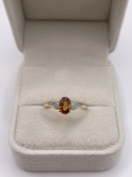 9ct gold citrine and diamond ring