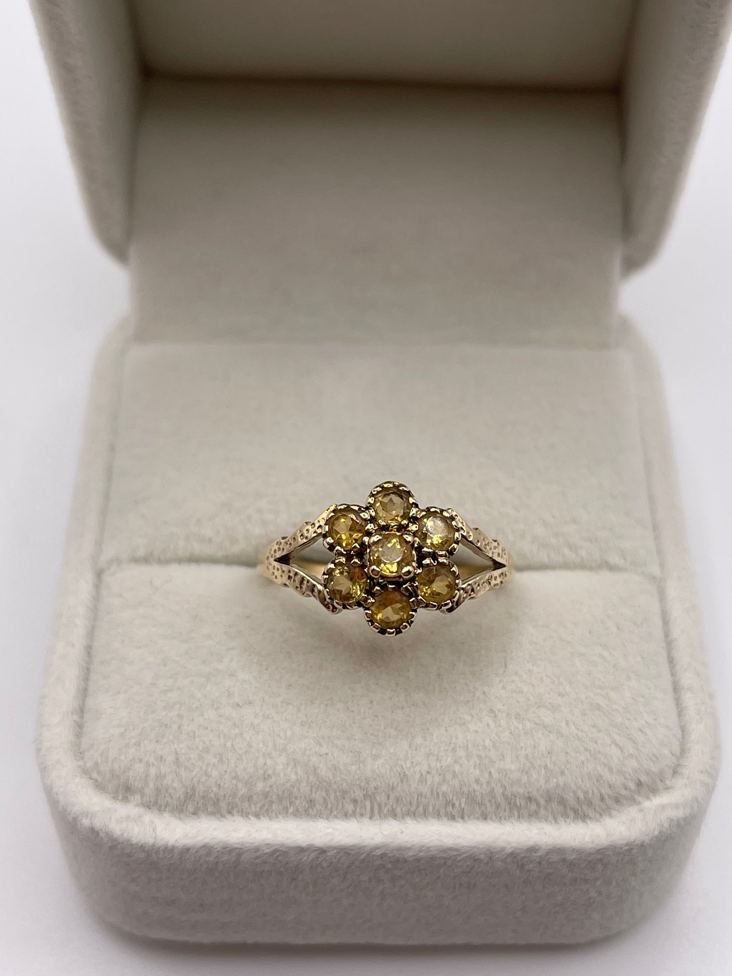 9ct gold citrine cluster ring